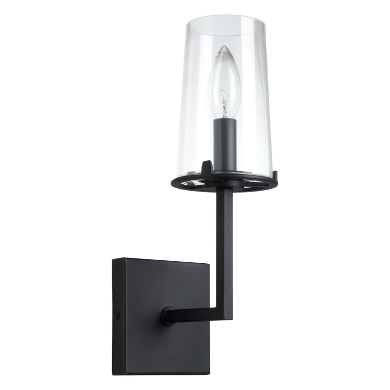 Jared 13-inch 1-light Matte Black Vanity Light with Clear Glass Shade
