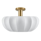 Bryony 22-inch 4-light Brushed Gold Convertible Pendant with White Synthetic Silk Shades
