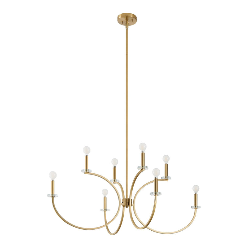 Florian 44-inch 8-light Brushed Gold and Clear Glass Chandelier