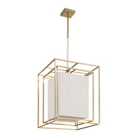 Abbey 18-inch 4-light Brass Pendant Light with Cream Cotton Rope Shade