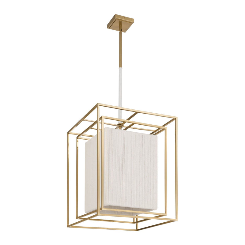 Abbey 18-inch 4-light Brass Pendant Light with Cream Cotton Rope Shade