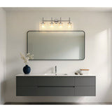 Andrea 32-inch 4-light Polished Nickel Vanity Light with Clear Ribbed Glass Shades