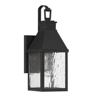 Glencrest 14-inch 1-light Textured Black Exterior Wall Sconce with Clear Water Glass