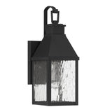 Glencrest 14-inch 1-light Textured Black Exterior Wall Sconce with Clear Water Glass