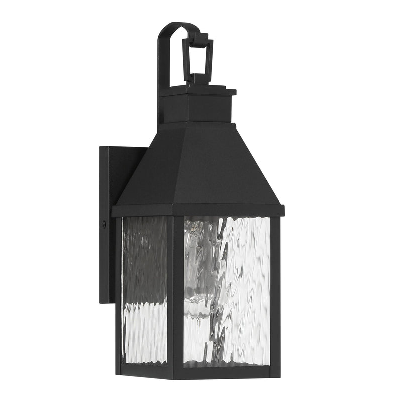 Glencrest 14-inch 1-light Textured Black Exterior Wall Sconce with Clear Water Glass