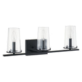 Jared 24-inch 3-light Matte Black Vanity Light with Clear Glass Shades