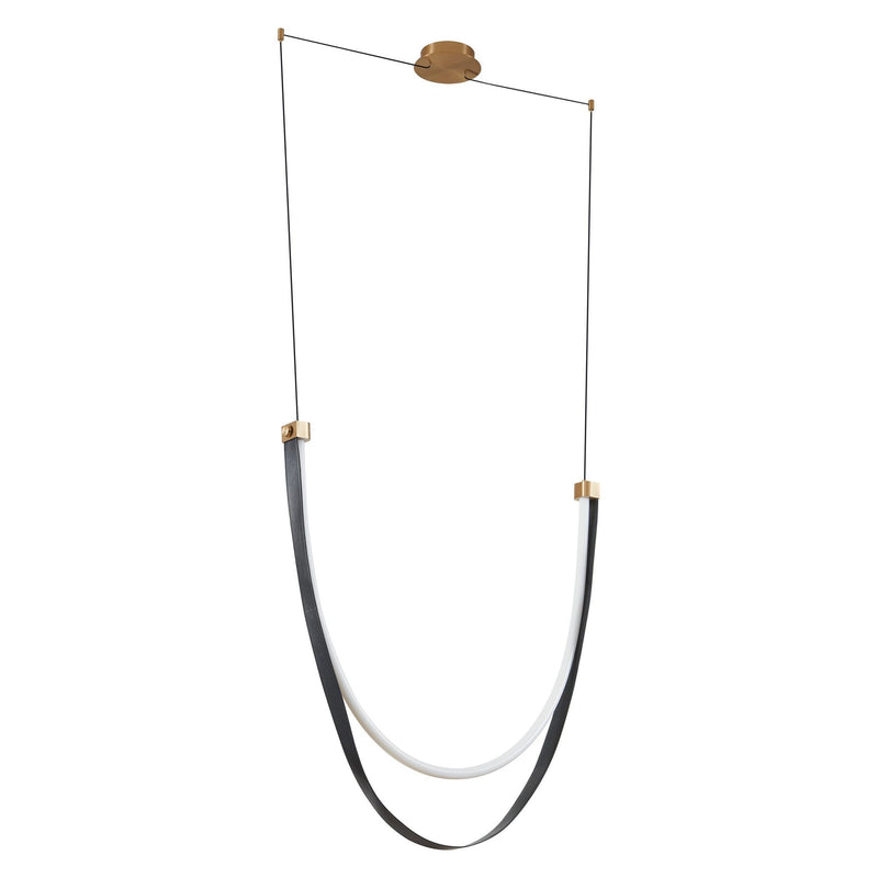 Ayers 43-inch 1-light Champagne Gold with Black and Brown Faux Leather 5CCT LED Linear Chandelier