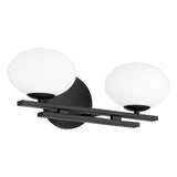 Julep 16-inch 2-light Matte Black Vanity Light with Opal Glass Shades