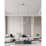 Ayers 43-inch 1-light Champagne Gold with Black and Brown Faux Leather 5CCT LED Linear Chandelier