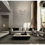 Sussex 40-inch 9-light Polished Nickel and Black Faux Leather Chandelier