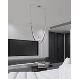 Ayers 59-inch 1-light Champagne Gold with Black and Brown Faux Leather 5CCT LED Linear Chandelier