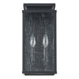 Overton 14-inch 2-light Matte Black Exterior Wall Sconce with Clear Antique Glass