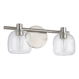 Valentina 15-inch 2-light Brushed Nickel Vanity Light with Clear Glass Shades