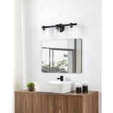 Bedminster 24-inch 3-light Matte Black Vanity Light with Clear Ribbed Glass Shades