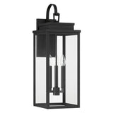 Hillside 25-inch 3-light Textured Black Exterior Wall Sconce with Clear Glass
