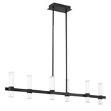 Ristretto 50-inch 12-light Matte Black LED Linear Chandelier with Clear Ribbed and White Acrylic Shades