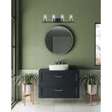 Jared 31-inch 4-light Matte Black Vanity Light with Clear Glass Shades