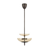 Fiorello 14-inch 3-light Forged Bronze Convertible Pendant with Smoked Amber Glass Shades