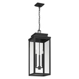 Hillside 11-inch 3-light Textured Black Exterior Pendant Light with Clear Glass