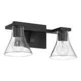 Gilford 14-inch 2-light Matte Black Vanity Light with Clear Glass Shades