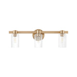 Bedminster 24-inch 3-light Champagne Gold Vanity Light with Clear Ribbed Glass Shades