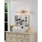 Blake 25-inch 6-light Champagne Gold and Polished Nickel 5CCT LED Vanity Light with Clear and Clear Ribbed Glass