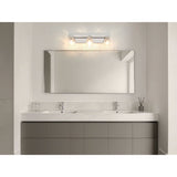 Dryden 24-inch 3-light Polished Nickel Vanity Light with Clear Ribbed Glass Shades