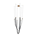 Ayers 43-inch 3-light Champagne Gold with Black and Brown Faux Leather 5CCT LED Chandelier