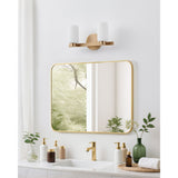Bedminster 14-inch 2-light Champagne Gold Vanity Light with Etched Opal Ribbed Glass Shades