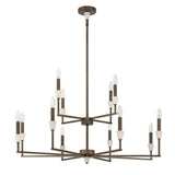 Montclair 38-inch 12-light Forged Bronze and Natural Alabaster Chandelier