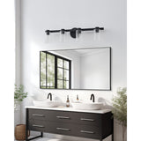 Bedminster 30-inch 4-light Matte Black Vanity Light with Clear Ribbed Glass Shades