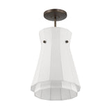 Bryony 12-inch 1-light Forged Bronze Convertible Pendant with White Synthetic Silk Shade