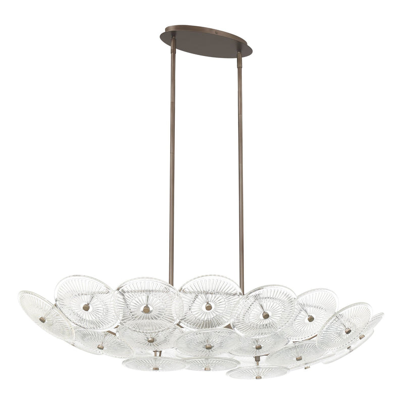 Avril 42-inch 8-light Forged Bronze Chandelier with Clear Starburst Glass Shade