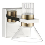 Blake 5-inch 2-light Polished Nickel and Champagne Gold 5CCT LED Vanity Light with Clear and Clear Ribbed Glass
