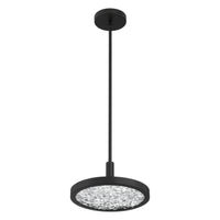 Courtney 12-inch Textured Black 5CCT LED Convertible Pendant with Clear Water Glass