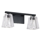Valentin 15-inch 2-light Matte Black Vanity Light with Clear Pressed Glass Shades