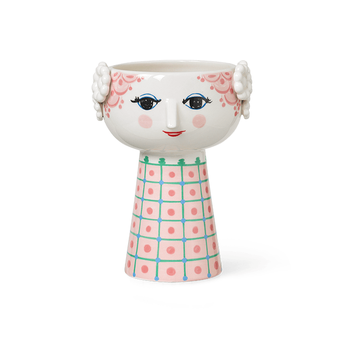 Bjørn Wiinblad Eva Vase, Pink, H: 7.3" By Bjorn Wiinblad
