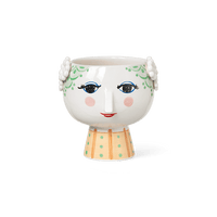 Bjørn Wiinblad Eva Flower Pot on Base, Light Green/Yellow, H: 5.7" By Bjorn Wiinblad