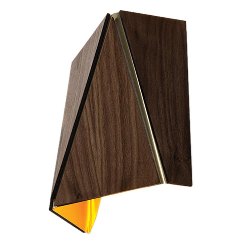 Calx Wall Sconce by Cerno, Color: Brushed Aluminum-Page One, Finish: Walnut Dark Stained, Light Option: 2700K LED | Casa Di Luce Lighting