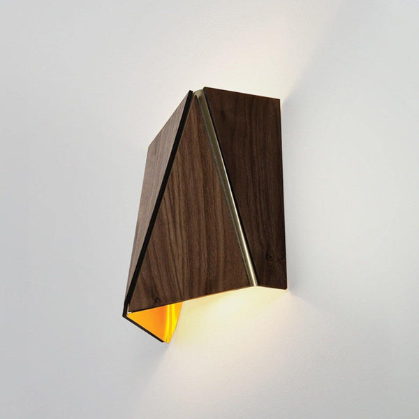 Calx Wall Sconce by Cerno, Color: Brushed Aluminum-Page One, Brushed Rose Gold, Brushed Brass, Finish: Walnut Dark Stained, Walnut, Light Option: 2700K LED, 3500K LED | Casa Di Luce Lighting