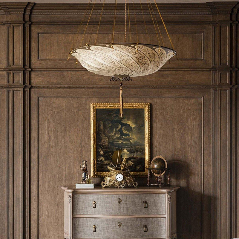 Ivory Classic Scudo Saraceno Silk Suspension by Fortuny
