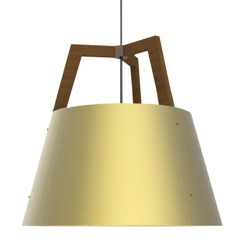 Imber Pendant by Cerno, Color: Brushed Brass/Walnut - Cerno, Light Option: E26 (W/h Diffuser), Size: Large | Casa Di Luce Lighting
