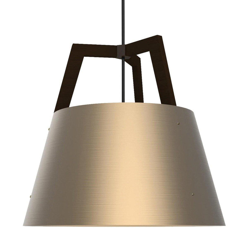 Imber Pendant by Cerno, Color: Brushed Rose Gold/Dark Stained Walnut - Cerno, Light Option: E26 (W/o Diffuser), Size: Small | Casa Di Luce Lighting