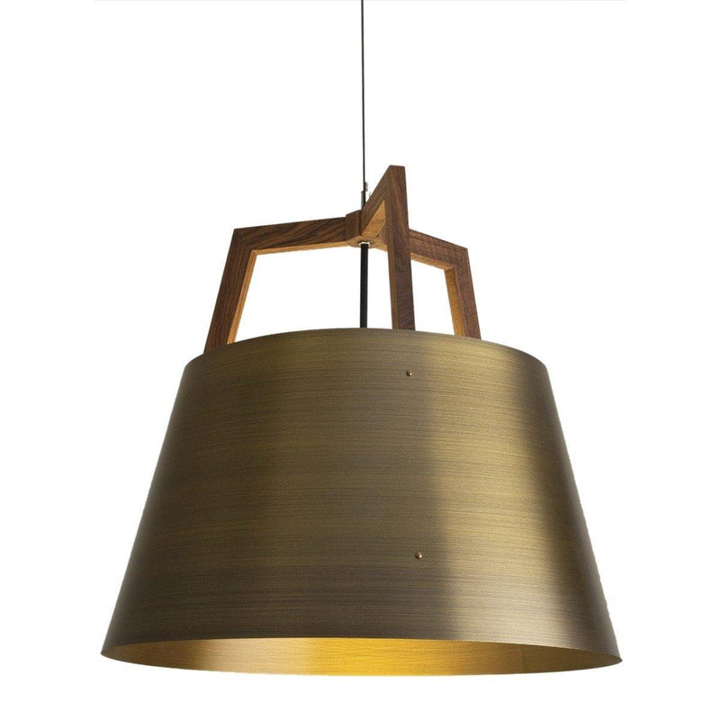Imber Pendant by Cerno, Color: Distress Brass/Walnut - Cerno, Light Option: 2700K LED, Size: Small | Casa Di Luce Lighting