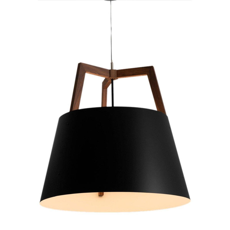Imber Pendant by Cerno, Color: Matte Black/Matte White/Walnut - Cerno, Light Option: E26 (W/h Diffuser), Size: Small | Casa Di Luce Lighting