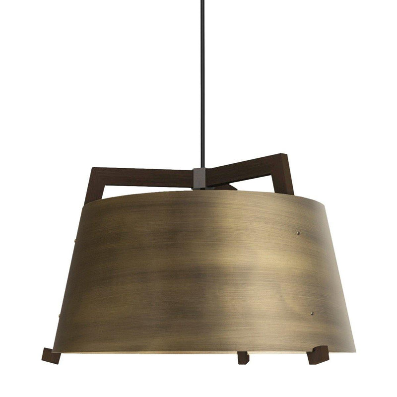 Ignis Pendant by Cerno, Color: Distress Brass/Dark Stained Walnut - Cerno, Light Option: E26 (W/o Diffuser), Size: Large | Casa Di Luce Lighting