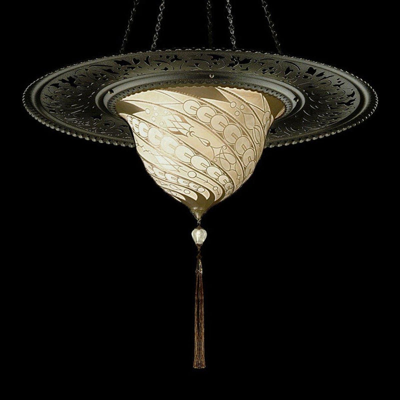 Deco Samarkanda Silk Suspension with Metal Ring by Fortuny

