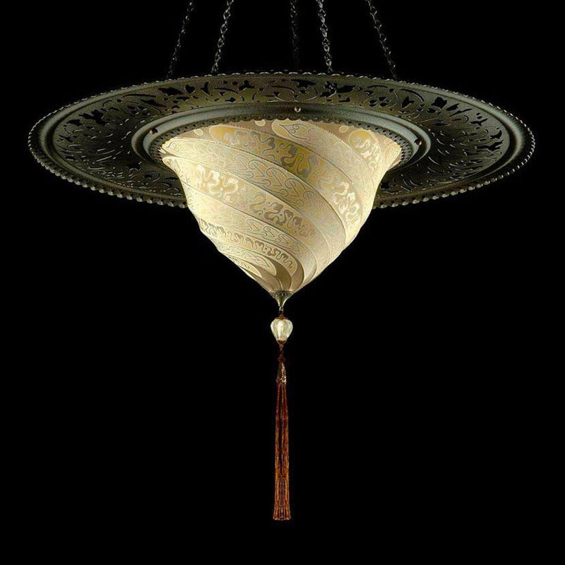 Serpentine Samarkanda Silk Suspension with Metal Ring by Fortuny
