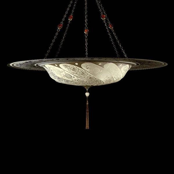 Ivory Classic Scudo Saraceno Silk Suspension with Metal Ring by Fortuny
