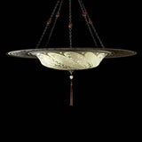 Ivory Serpentine Scudo Saraceno Silk Suspension with Metal Ring by Fortuny
